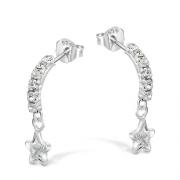 Wholesale Silver Half Hoop With Dangling Crystal Star Stud Earring