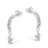 Silver Half Hoop With Dangling Crystal Star Stud Earring