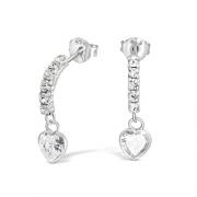 Wholesale Silver Half Hoop With Dangling Crystal Heart Stud Earring