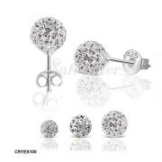 Wholesale  925 Sterling Silver Crystal Sphere Stud Earrings