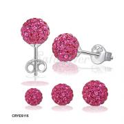 Wholesale Sterling Silver Rose Crystal Sphere Stud Earrings