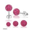 Sterling Silver Rose Crystal Sphere Stud Earrings