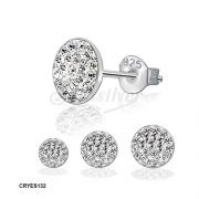 Wholesale Silver Clear Crystal Flat Round Stud Earrings