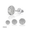 Silver Clear Crystal Flat Round Stud Earrings