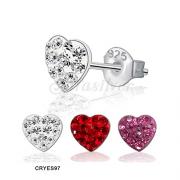 Wholesale Sterling Silver Heart Crystal Stud Earrings 6 Mm 
