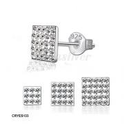 Wholesale Silver Clear Crystal Flat Square Stud Earrings