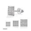 Silver Clear Crystal Flat Square Stud Earrings