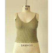 Wholesale Women Ruffled  Seamless Camisole Top With 3x1 Ribs 