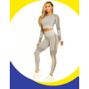 Ladies Active  Long Sleeves Cropped T-shirt And Leggings Set