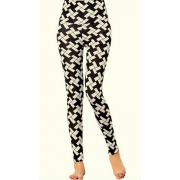Wholesale Ladies Black& White Houndstooth Print Slim Leggings