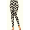 Ladies Black& White Houndstooth Print Slim Leggings