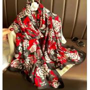 Wholesale Ladies Fashion White Rose Silky Light Scarf 