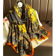 Wholesale Golden Flower Light Silky Scarf