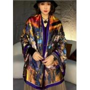 Wholesale Ladies Fashion Paint Style Shinny Silky Scarf 