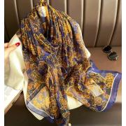 Wholesale Purple Flowers Golden Gound Mesh Light Scarf 