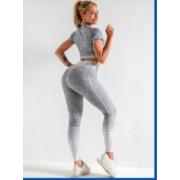 Wholesale Ladies Grey Melange Seamless Active Sets