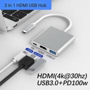 Wholesale 3 In 1 USB C Hub Adapter HDMI 4K@30Hz,USB3.0 5Gbp, PD100W