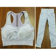 Wholesale Ladies Stone Wash  Sports Set Mesh Padded Bra And Leggings