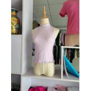 Wholesale Jacquard High Neck  Sleeveless Seamless Top