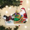 Santa's Dog Sled Glass Blown Ornament for Christmas Tree
