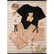 Wholesale Ladies Yummy Sleepwear T-shirt And Shorts, Leggings 3PCS Set