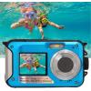 HD368 Waterproof Digital Camera Full HD 2.7k 48MP 16X Underwater Camera With Dual Screen  Blue