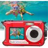 HD368 Waterproof Digital Camera Full HD 2.7K 48MP 16X Underwater Camera With Dual Screen  Red
