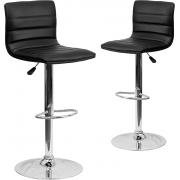 Wholesale Flash Furniture Vincent 2Pack Modern Gray Vinyl Adjustable Bar Stool With Back Counter Height Swivel Stool With Chrome Pedestal Base