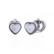 Wholesale Sterling Silver Heart Huggie Earrings With Mother Of Pearl