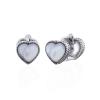 Sterling Silver Heart Huggie Earrings with Mother of Pearl