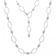 Wholesale Sterling Silver Large Link Freshwater Pearl Necklace