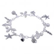Wholesale 925 Silver Bracelet Freshwater Pearls & Nautical Charms