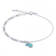 Wholesale 925 Figaro & Snake Chain Bracelet With Turquoise