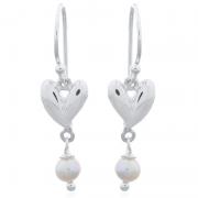 Wholesale Mini Heart Pearl Earrings 925 Silver Dainty Dangle Earrings