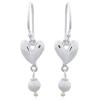 Mini Heart Pearl Earrings 925 Silver Dainty Dangle Earrings