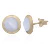 Mother of Pearl Classic Round 925 Silver Gold Plated Earring