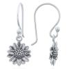 Double Petal Sunflower 925 Sterling Silver Dangle Earrings