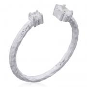 Wholesale Textured Hammered Open Band Ring With Sparkling CZ In 925 Si