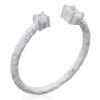 Textured Hammered Open Band Ring with Sparkling CZ in 925 Si