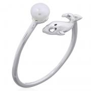 Wholesale Captivating Summer Dolphin Ring With Fresh Water Pearl