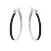 30mm Elegant Sterling Silver Hoop Earrings with Black Groove