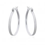 Wholesale 30mm Elegant Sterling Silver Hoop Earrings With White Groove