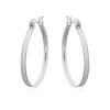 30mm Elegant Sterling Silver Hoop Earrings With White Groove