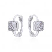 Wholesale Delicate Square-Cut Cubic Zirconia Sterling Silver Hoops