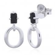 Wholesale Elegant 925 Sterling Silver Black CZ Stud Earrings