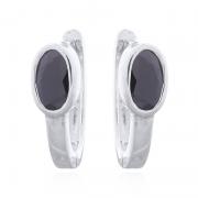 Wholesale Faceted Black Oval Cubic Zirconia 925 Silver Huggies