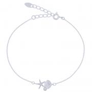 Wholesale Shell And Starfish Charm Dainty 925 Silver Bracelet
