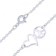 Wholesale Love And Peace Sterling Silver Anklet