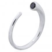 Wholesale Open C-Shaped Black Cubic Zirconia 925 Silver Stackable Ring