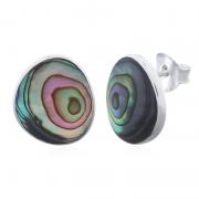 Wholesale 925 Silver Rounded Triangle Abalone Shell Stud Earrings